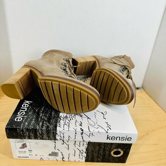 Kensie Women's Taupe Block Heel Lace Up Bootie w/ Plush Lining Size 9.5 NWT - Picture 6 of 6